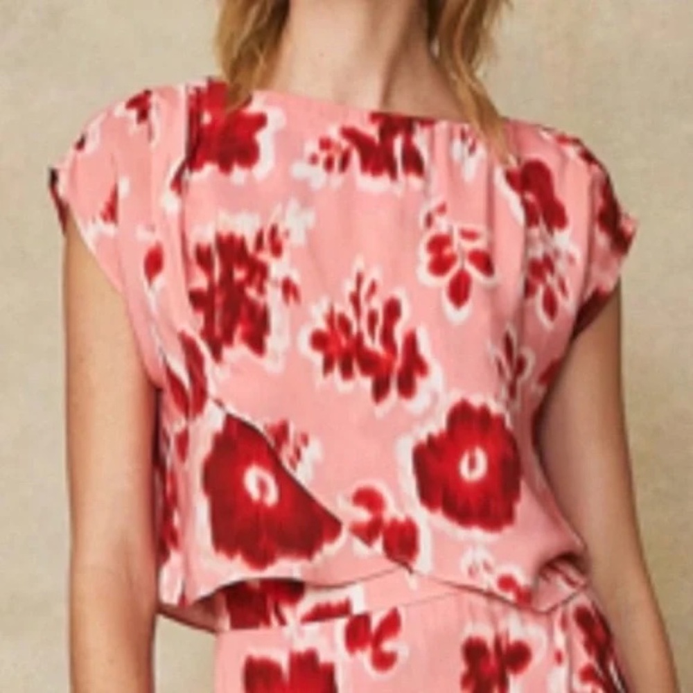 NWT Pearl by Lela Rose Ikat Crepe Draped Top - size S